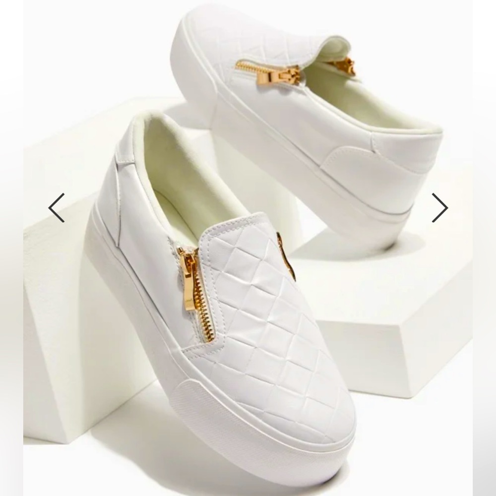 New Vegan Leather Platform Slip On Sneakers